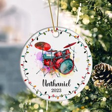Drum Christmas Ornament, Drum Musical Instrument Ornament, Drum Set Xmas Orna...