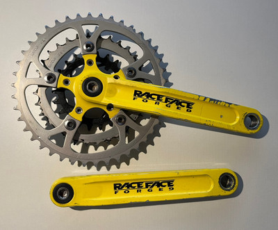 Raceface 175mm Yellow Triple Crankset Square Taper Suntour Yeti