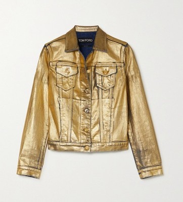 TOM FORD Gold Womens Denim Jacket With Gold Logo Buttons IT40/US4 NWOT