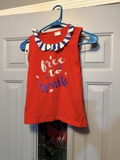 Free To Sparkle 4th Of July Girls&rsquo; Kids Shirt And Pants Set Size 6-7T
