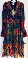 π$275 FARM RIO MIXED LEOPARDS JUNGLE PRINT MIDI DRESS NWT SZ XL X LARGE