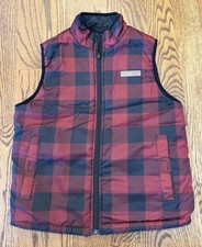 Buffalo David Bitton Sz M 10-12 Buffalo Plaid Reversible Vest Sherpa Youth