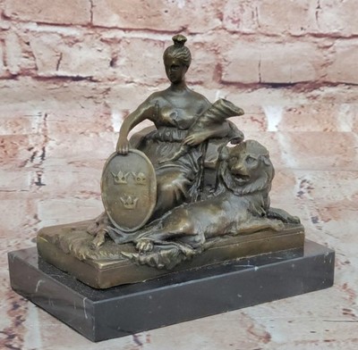 Greek Goddess Fortune Tyche Luck Fortuna Decorative bronze statue 13cm Deal Sale