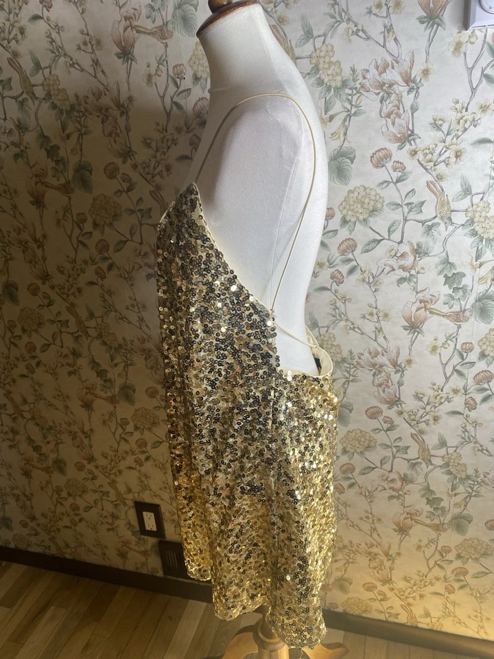 Lulu’s Force of Fashion Gold Backless Sequin Mini Dress Medium Gold Size XL - Image 4 of 4