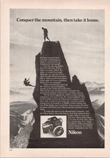 Nikon Vintage Print Ad Camera Photography Mountain Climbing 1974