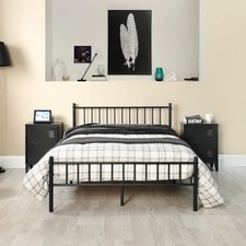 Small Double Bed Frame 4ft Metal Bed with Headboard Metal Platform with