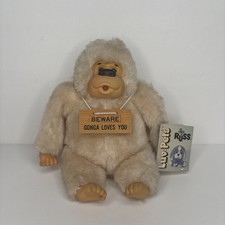 Vtg Russ Berrie Plush Gorilla Gonga BEWARE Gonga Loves You Thumb Sucking Ape 8"