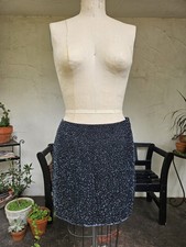 Vintage 90s/ 2000s Y2k Black Fully Beaded Silk Mini Skirt Cache 12 Large