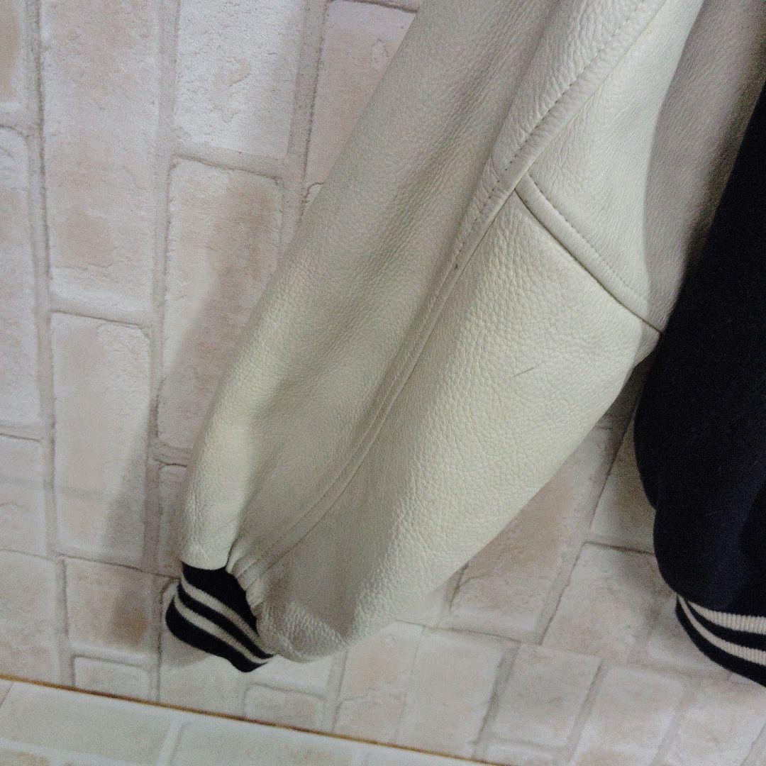 Design stadium jacket leather black patch embroid… - image 10