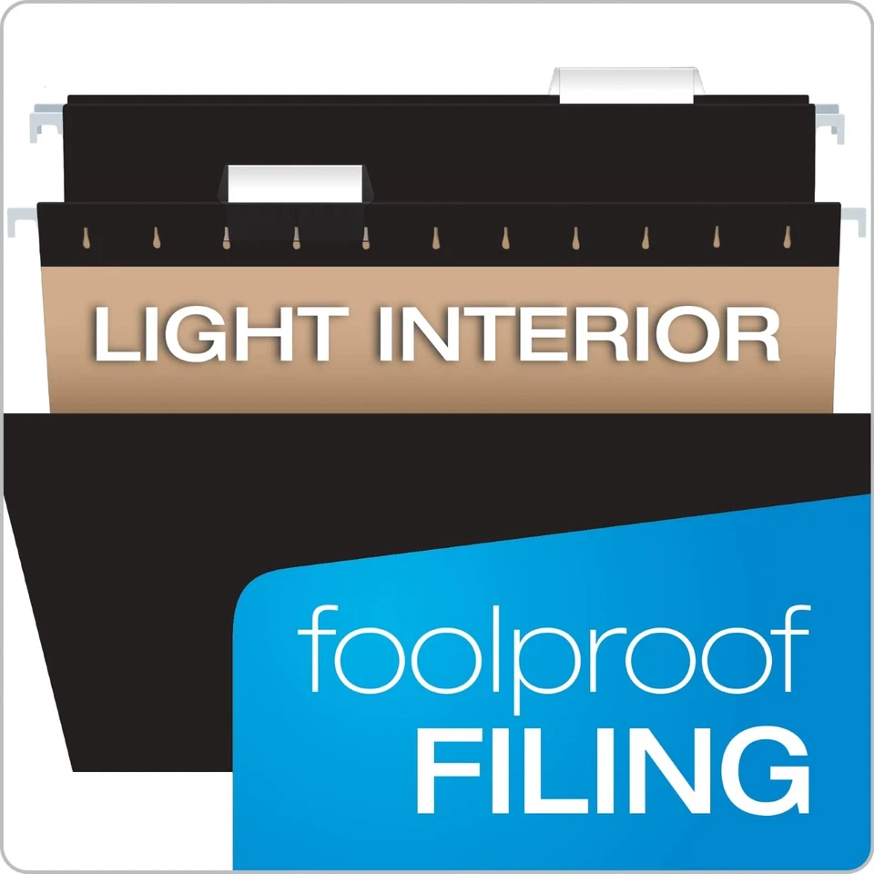 Black Hanging File Folders, 8.5 X 11 Letter Size with 1/5 Cut Adjustable Tabs... - Image 2 of 4