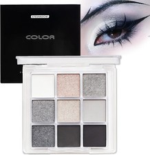 Black Eyeshadow Palette, Smokey Silver Grey Eye Glitter, Goth Eye Shadow Pallet
