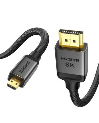 Silkland 8K 4K Micro HDMI to Cable 6.6ft, 2.1 6.6 Feet, Grey 