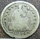 US 1854 Seated Liberty Half-Dime  **