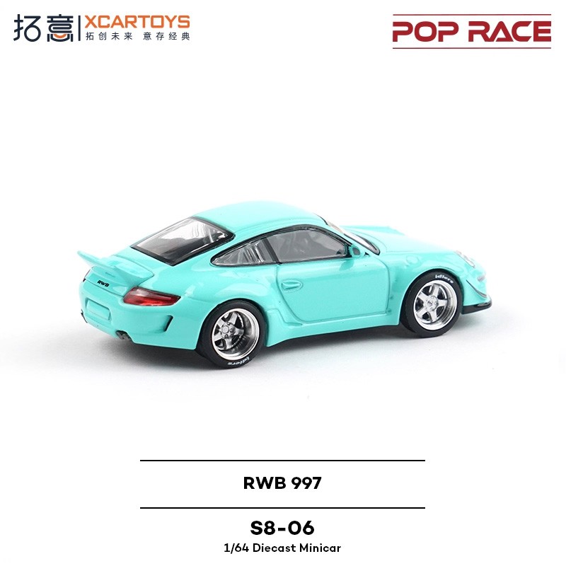 Xcartoys x POP RACE 1:64 RWB997 Blue Diecast Model Car 