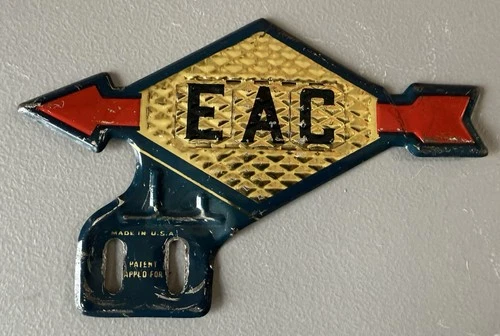 Vintage Sunoco Gas & Oil Advertising EAC Metal License Plate Topper Must See