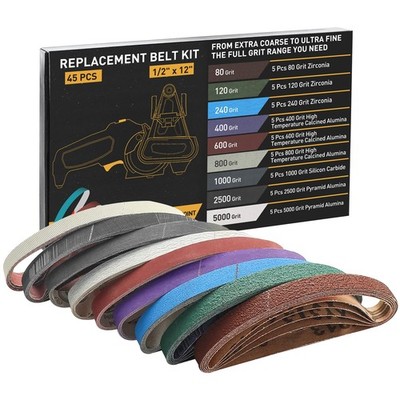 45 Pcs 1/2'' X 12'' Replacement Sharpening Belt Kit for Official Work Sharp Knife