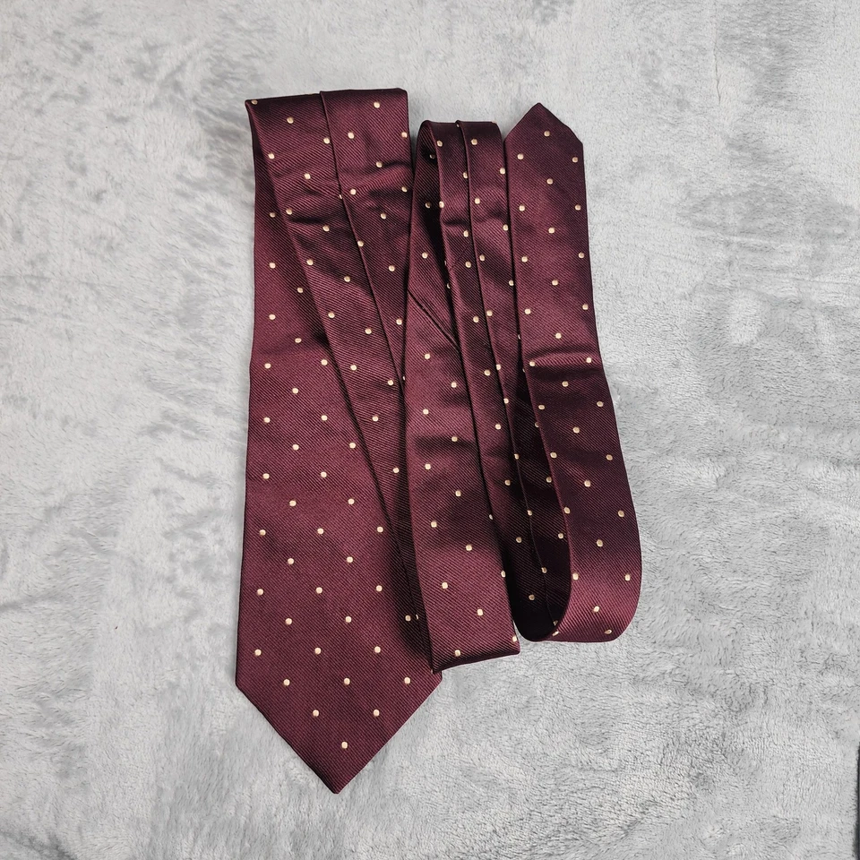 Corbata clásica vintage Brooks Brothers para hombre seda borgoña punto dorado hecha en EE. UU. Foto 3 de 4