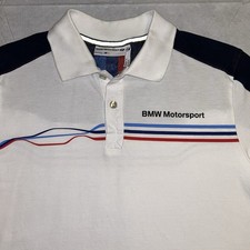 BMW M Motorsport Polo Shirt Men's S White Short Sleeve Racing Performance