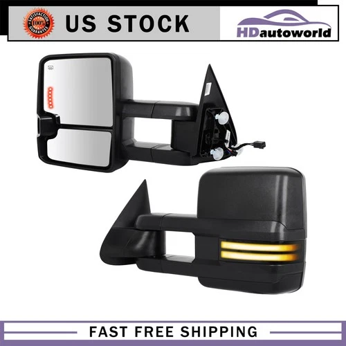 Power Heated Tow Mirrors Pair For 99-02 GMC Sierra Chevy Silverado 1500 2500