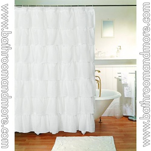 "Cortina de ducha Carnation Carmen velo triturado nivel volante 70""x72" - Imagen 2 de 7