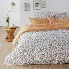 Housse de couette coton lavé 140 x 200 lot + taie63x63 Indian Flower neuf