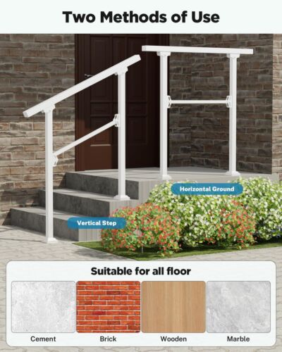 Hand Rails for Outdoor Steps, 2 Packs 3 Step Handrail, Stair Railing Indoor, ... - Picture 4 of 7