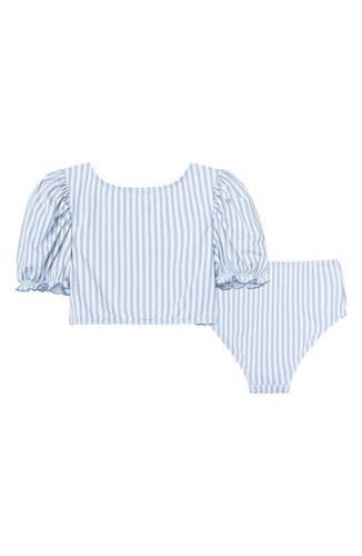 HABITUAL KIDS Puff Sleeve Stripe Two-Piece Swimsuit - Picture 3 of 3