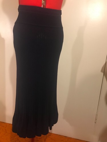 DONNA KARAN, New knit, navy, long SKIRT, Size L (fits 6-12), stretchy, flared - Picture 2 of 12