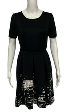 ELIE TAHARI women's A line casual dress black short sleeve size 4