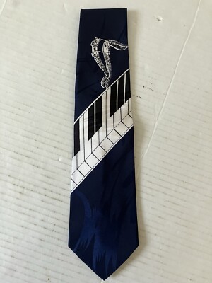Studio 890 Men's Necktie Tie Polyester Jacquard Piano Keys Music Notes 55''