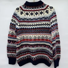 Vintage Fein Keller Hand Knitted Wool Nordic Fair Isle Switzerland Womens Large