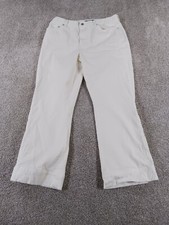 Ralph Lauren Lauren Flared Leg Jeans Floral Embellished Hem Size 12 White