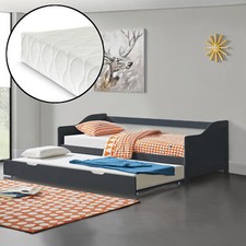 Ausziehbett 90x200cm mit Matratze Sofabett Schlafsofa Gästebett Kojenbett Grau