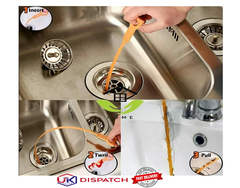 Drain Unblocker Snake U Bend Hair Remover Cleaner Sink Tool Shower