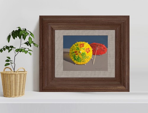 DANFORTH Paper Umbrellas, 8x10 still life realistic original oil painting - Picture 3 of 3