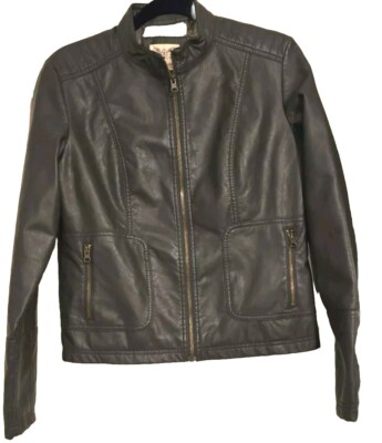 Jacket Women's Size M Faded Glory GREY Green Bikercore Fall Autumn