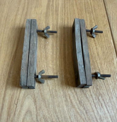 Vintage 50er Jahre Holz Skiklemmen Paar wohl deutsch 15,5 cm breit