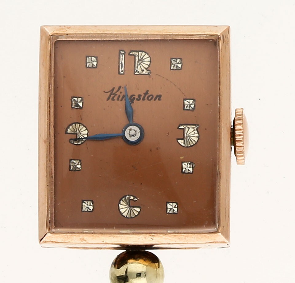 Antique Deco Kingston Lapel Watch Fob Pin Brooch 14K Rose  display picture 1