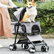 Large Dog Stroller Pet Carrier Booster Seat Travel Pram Foldable Trolley Touring