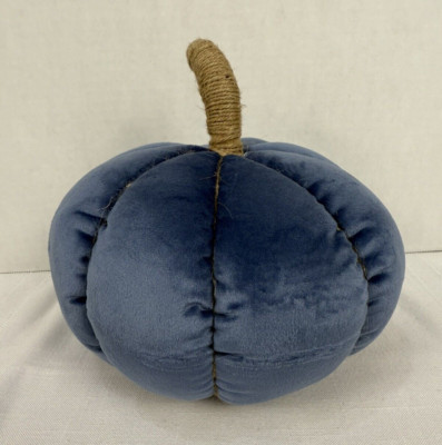 Blue Velvet Decorative Pumpkin 6  x 9  Modern Halloween Fall Decor