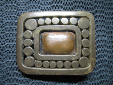 ABSTRACT BRUTALIST BRASS COPPER HIPPIE BELT BUCKLE VINTAGE HANDMADE 1970s US