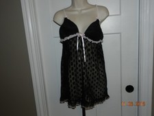 Womens L Linea Donatella 2 Piece Babydoll Sleep Set black pink trim