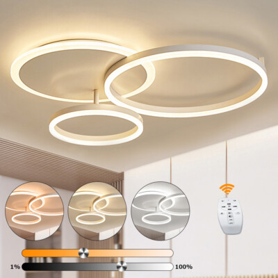 LED Deckenleuchte Wohnzimmer 36W 3-Ringen Deckenlampe Dimmbarer Fernbedienung DE