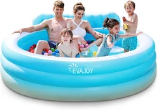 Inflatable Pool, Full-Sized Inflatable Swimming Family Pool with Seats...