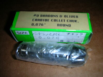 BARDONS & OLIVER #0 SIZE CARBIDE COLLET CHUCK ROUND OR SQUARE CHOICE OF MANY NOS