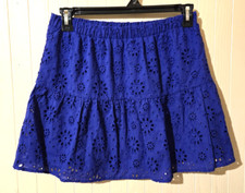 Celebrity Pink Blue Eyelet Skirt Size L Elastic Waist Lined Couqutte Whimsy Y2K