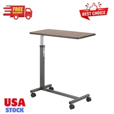 Hospital Over Bed Tray Laptop Food Rolling Medical Table Adjustable Desk