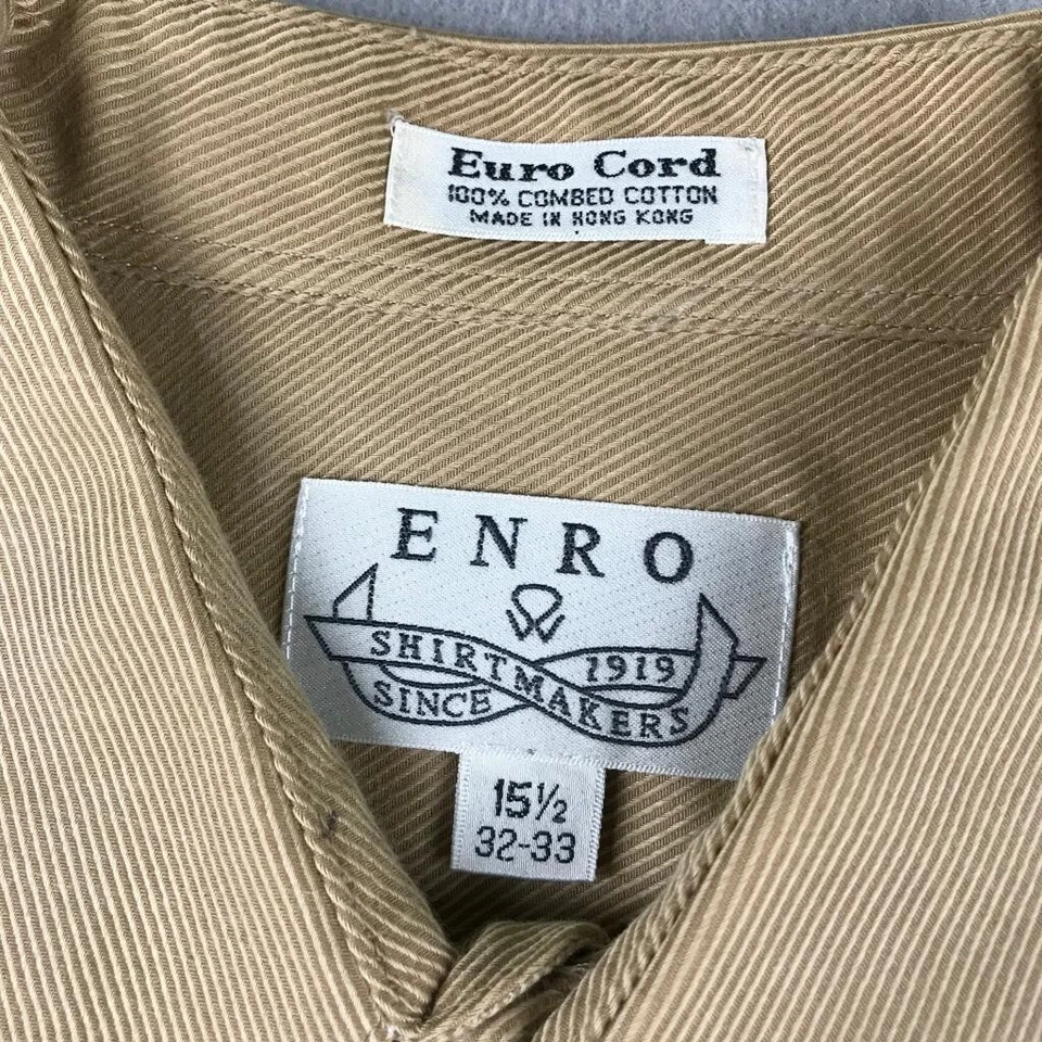 Enro 衬衫男式大号 15.5 米色欧式绳梳棉长袖纽扣 — 第 3/4 张图片