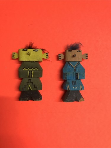 Vintage Kachina Native American Wood Painted Doll Lot Of 2