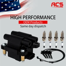 OEM Ignition Coil & 4X Iridium Spark Plugs & Wires for Subaru Impreza 2.5L UF538